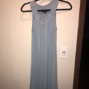 blue knee length sleeveless dress